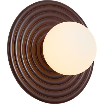 Qazqa Retro Wandleuchte Braun Mit Opalglas Rund 20cm Ip44 - Lila Qazqa Retro Wandleuchte Braun Mit Opalglas Rund 20cm Ip44 - Lila
