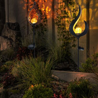 ETC-SHOP Solarleuchte Gartendeko Steckleuchte Led Außenleuchte Erdspießleuchte, Flammen Design, Led, H 90 Cm, 2er Set ETC-SHOP Solarleuchte Gartendeko Steckleuchte Led Außenleuchte Erdspießleuchte, Flammen Design, Led, H 90 Cm, 2er Set