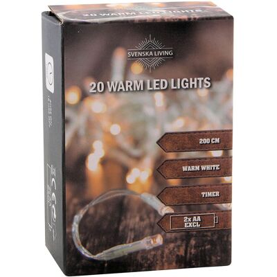 SPETEBO Lichterkette 20 Led Warmweiß Mit Timer - 200 Cm - Batterie Betrieben - Kabelfarbe Transparent SPETEBO Lichterkette 20 Led Warmweiß Mit Timer - 200 Cm - Batterie Betrieben - Kabelfarbe Transparent