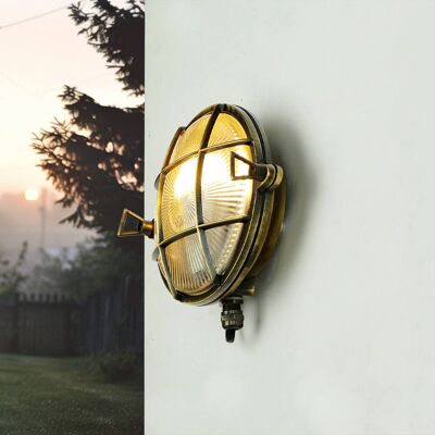 Licht-erlebnisse - Schiffslampe Außen Messing Ip64 Ø18cm Bullauge Wandleuchte Haus Garten Licht-erlebnisse - Schiffslampe Außen Messing Ip64 Ø18cm Bullauge Wandleuchte Haus Garten