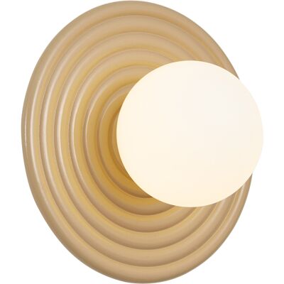Qazqa Retro Wandleuchte Taupe Mit Opalglas Rund 20cm Ip44 - Lila Qazqa Retro Wandleuchte Taupe Mit Opalglas Rund 20cm Ip44 - Lila