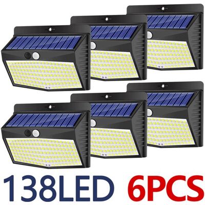 OEM Gartenwandleuchten – Solar-außenleuchten, 6er-set Mit Bewegungsmelder, 138 Led-solarstrahler, Ip65 Wasserdicht, Für Garten, Garage Und Terrasse OEM Gartenwandleuchten – Solar-außenleuchten, 6er-set Mit Bewegungsmelder, 138 Led-solarstrahler, Ip65 Wasserdicht, Für Garten, Garage Und Terrasse