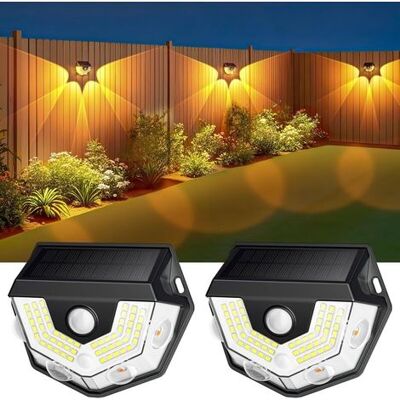 OEM Solar-außenleuchten, 2er-set, Led-wandleuchten, 54 Leds, Bewegungsmelder, 270° Abstrahlwinkel, Ip65 Wasserdicht, 3 Modi, Warmweißes/weißes Licht, Für Garten, Zaun Und Terrasse OEM Solar-außenleuchten, 2er-set, Led-wandleuchten, 54 Leds, Bewegungsmelder, 270° Abstrahlwinkel, Ip65 Wasserdicht, 3 Modi, Warmweißes/weißes Licht, Für Garten, Zaun Und Terrasse