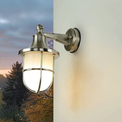 Licht-erlebnisse - Wandlampe Echt-messing Ip64 Außen Wetterfest In Nickel Licht-erlebnisse - Wandlampe Echt-messing Ip64 Außen Wetterfest In Nickel