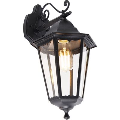 QAZQA QAZQA Wandlampe New Orleans Down - Klassisch Edelstahl Schwarz QAZQA QAZQA Wandlampe New Orleans Down - Klassisch Edelstahl Schwarz