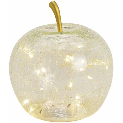 Spetebo - Led Glas Apfel 16 Cm - Transparent - Deko Frucht In Bruchglas Optik Batterie Betrieben Mit Timer Spetebo - Led Glas Apfel 16 Cm - Transparent - Deko Frucht In Bruchglas Optik Batterie Betrieben Mit Timer