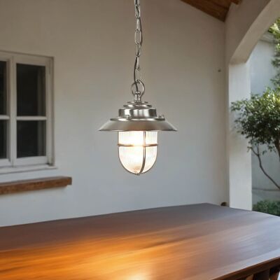Licht-erlebnisse - Hängelampe Außen Rustikal In Nickel Ip54 Terrasse Balkon Laterne Licht-erlebnisse - Hängelampe Außen Rustikal In Nickel Ip54 Terrasse Balkon Laterne