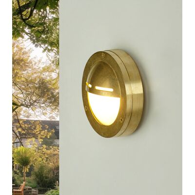LICHT-ERLEBNISSE Runde Wandleuchte Agia Messing Maritim Ip64 Haus LICHT-ERLEBNISSE Runde Wandleuchte Agia Messing Maritim Ip64 Haus