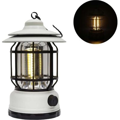 ZVD Wiederaufladbare, Tragbare Laterne Für Camping, Warmweißes Licht, Klassischer Retro-stil, Weiß ZVD Wiederaufladbare, Tragbare Laterne Für Camping, Warmweißes Licht, Klassischer Retro-stil, Weiß