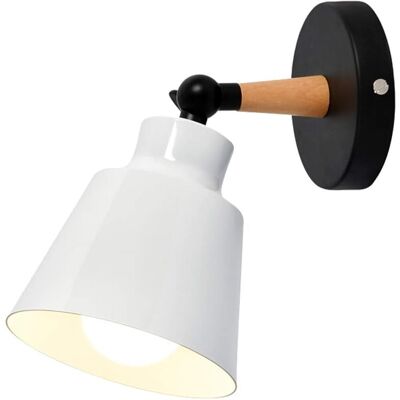 STOEX E27 Wandleuchte Innen Weiß, Wandlampe Holz Vintage Verstellbare Für Wohnzimmer Schlafzimmer Küche , Ohne Leuchtmittel STOEX E27 Wandleuchte Innen Weiß, Wandlampe Holz Vintage Verstellbare Für Wohnzimmer Schlafzimmer Küche , Ohne Leuchtmittel