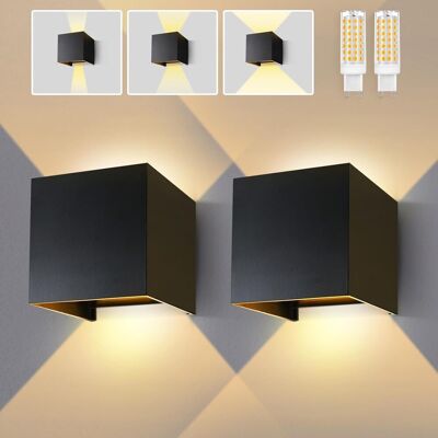 XISRENS Lureshine 2er-pack, Verstellbare Led-außenwandleuchte, G9-außenwandleuchte, Aluminium-blank-chaud-3000k-außenwandleuchte, Praktische Innen-/außenwandleuchte Für Couloir Salon (schwarz). XISRENS Lureshine 2er-pack, Verstellbare Led-außenwandleuchte, G9-außenwandleuchte, Aluminium-blank-chaud-3000k-außenwandleuchte, Praktische Innen-/außenwandleuchte Für Couloir Salon (schwarz).