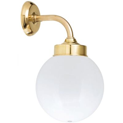 Licht-erlebnisse - Wandlampe Messing Massiv Kugel Schirm In Weiß Ip43 Außenleuchte Haustür Hof Terrasse Licht-erlebnisse - Wandlampe Messing Massiv Kugel Schirm In Weiß Ip43 Außenleuchte Haustür Hof Terrasse