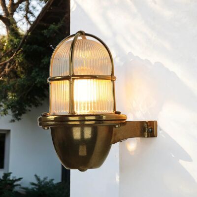 LICHT-ERLEBNISSE Außenlampe Wand Messing Massiv Ip64 Maritim Laterne Garten Haus LICHT-ERLEBNISSE Außenlampe Wand Messing Massiv Ip64 Maritim Laterne Garten Haus