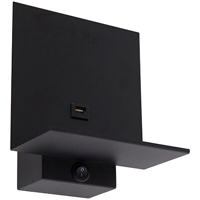 QAZQA Moderne Wandleuchte Schwarz Inkl. Usb-anschluss - Flero QAZQA Moderne Wandleuchte Schwarz Inkl. Usb-anschluss - Flero