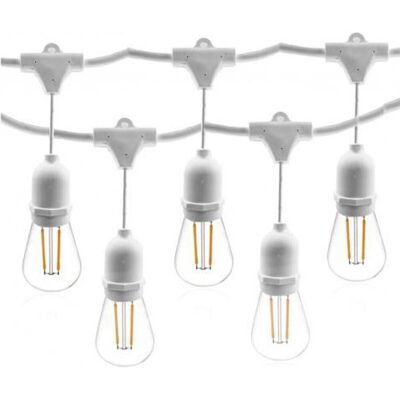 BS M Ausziehbare Weiße Lichterkette Mit 10 E27-fassungen, Schutzart Ip54, Für Den Innen- Und Auße BS M Ausziehbare Weiße Lichterkette Mit 10 E27-fassungen, Schutzart Ip54, Für Den Innen- Und Auße