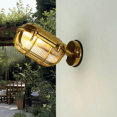 LICHT-ERLEBNISSE Wandlampe Außen Messing Ip64 Maritim E27 LICHT-ERLEBNISSE Wandlampe Außen Messing Ip64 Maritim E27