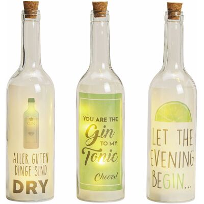 SPETEBO Led Deko Flasche 3er Set - 5 Led/motiv Gin - Warmweiß Draht Lichterkette Weinflasche Zum Hinstellen SPETEBO Led Deko Flasche 3er Set - 5 Led/motiv Gin - Warmweiß Draht Lichterkette Weinflasche Zum Hinstellen