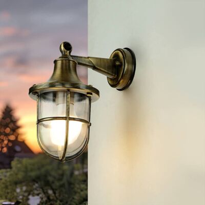 LICHT-ERLEBNISSE Wandlaterne Messing Ip64 Wandlampe Außen Garten Haus LICHT-ERLEBNISSE Wandlaterne Messing Ip64 Wandlampe Außen Garten Haus