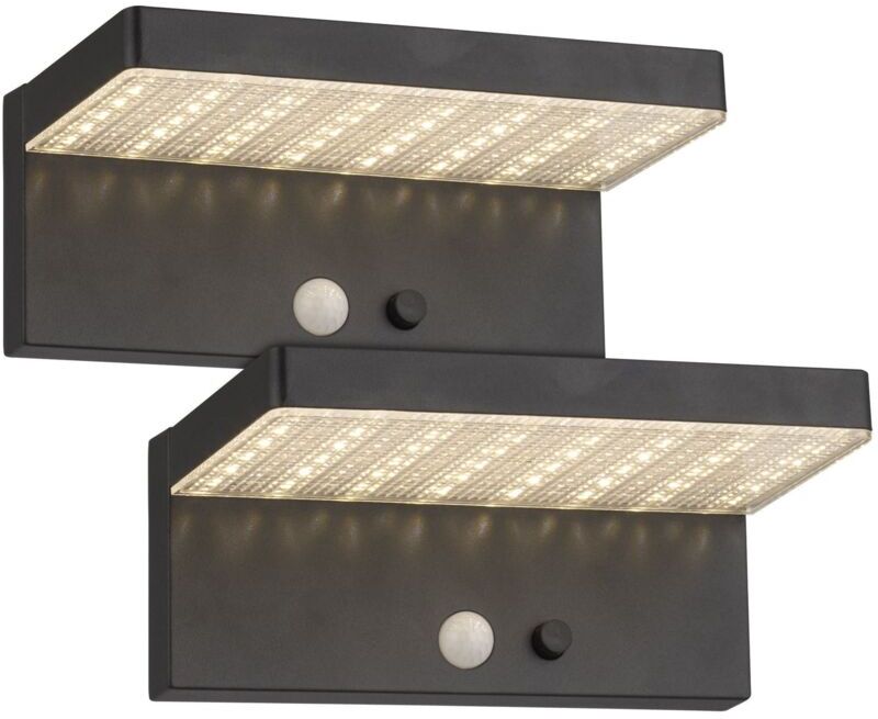 ARUM LIGHTING 2er-Set estrella Equi Solar-Wandleuchten. 60W Präsenzmelder 3 Modi