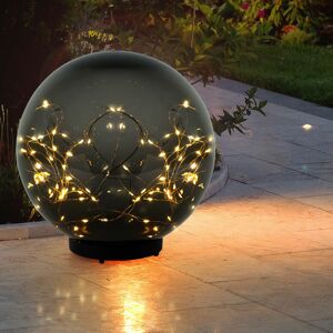 Globo Solarleuchte Gartenlampe Kugelleuchte rauch led Außenleuchte Solarkugel, mit Erdspieß, rauch,50x 0,06W led, DxH 20x10 cm