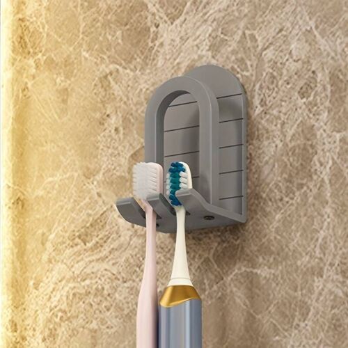 DAMAKU Multifunktionaler Zahnbürstenhalter, Abtropfschale für Gurgelbecher, Wandmontierte Zahnbürstenablage, Platzsparender Halter für Zahnbürste und