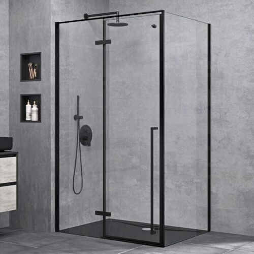 SOGOOD doporro Duschkabine Duschabtrennung schwarz 80x120x195cm Eckdusche ESG-Sicherheitsglas Klarglas inkl. beidseitiger Easy-Clean-Beschichtung Ravenna64
