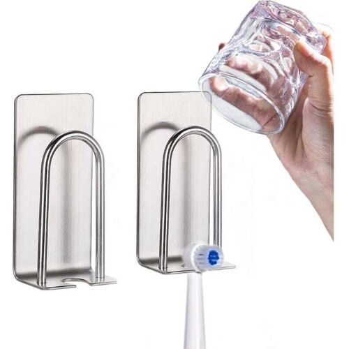 XVX Zahnbürstenhalter, 2er-Pack, selbstklebend, Edelstahl SUS 304, Haken für elektrische Zahnbürsten, Wandmontage, Halter für Rasiererbecher im Badezimmer