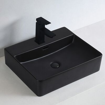 Bernstein Wand- oder Aufsatzwaschbecken in Keramik - Schwarz (Matt) - 50x42x12,5cm Bernstein Wand- oder Aufsatzwaschbecken in Keramik - Schwarz (Matt) - 50x42x12,5cm