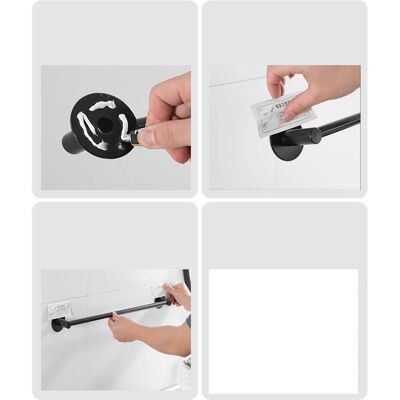 JUTE Wandmontierter Handtuchhalter Aus Grauem Aluminium, Kein Bohren Erforderlich, Für Badezimmer Oder Wc, Schwarz. JUTE Wandmontierter Handtuchhalter Aus Grauem Aluminium, Kein Bohren Erforderlich, Für Badezimmer Oder Wc, Schwarz.