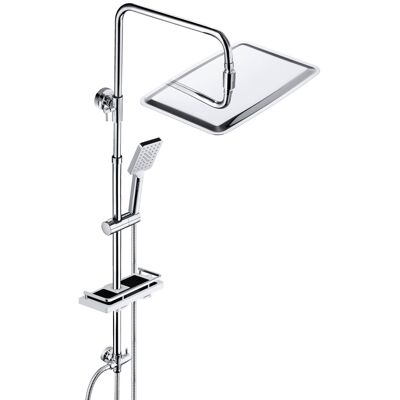 JOHO Duschsäule aus Edelstahl mit Ablage - Verstellbare Höhe - 35x25cm JOHO Duschsäule aus Edelstahl mit Ablage - Verstellbare Höhe - 35x25cm