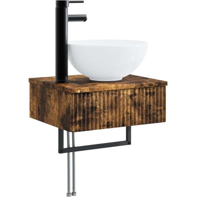 Maison Exclusive - Wandmontiertes Waschbecken Geräucherte Eiche 4 Maison Exclusive - Wandmontiertes Waschbecken Geräucherte Eiche 4