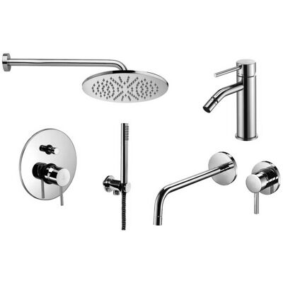 Paffoni - Wandmontiertes Waschbecken-mischbatterie-set, Bidet Und Chromfarbenes Duschset Light Kitlig8cr Paffoni - Wandmontiertes Waschbecken-mischbatterie-set, Bidet Und Chromfarbenes Duschset Light Kitlig8cr