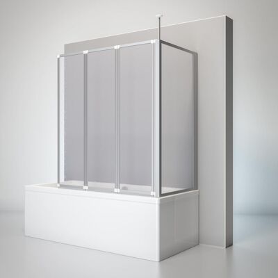 Duschwand Mit Seitenwand, 3-teilig Faltbar - Breite: 129 Cm, Höhe: 140 Cm, Glas: Kunstglas Tropfen Dekor, Profil: Alu Natur, Geeignet Für Wannentiefe: 68-71 Cm - Schulte Duschwand Mit Seitenwand, 3-teilig Faltbar - Breite: 129 Cm, Höhe: 140 Cm, Glas: Kunstglas Tropfen Dekor, Profil: Alu Natur, Geeignet Für Wannentiefe: 68-71 Cm - Schulte