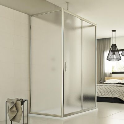 Idralite - Duschkabine 3-seitig Strukturglas H 198 Mod. Young Trio 1 Tür 75x140x75 Cm Idralite - Duschkabine 3-seitig Strukturglas H 198 Mod. Young Trio 1 Tür 75x140x75 Cm
