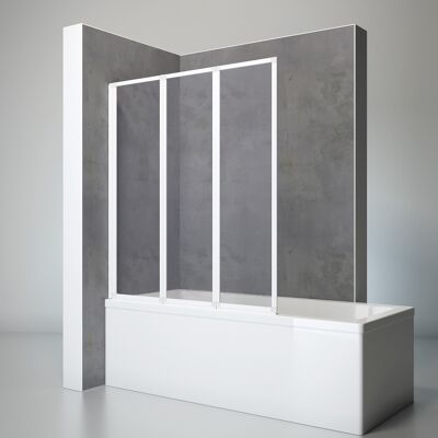 Badewannenfaltwand 3-teilig Faltbar - Breite: 127 Cm, Höhe: 140 Cm, Glas: Kunstglas Tropfen Dekor, Profil: Alpin Weiß - Schulte Badewannenfaltwand 3-teilig Faltbar - Breite: 127 Cm, Höhe: 140 Cm, Glas: Kunstglas Tropfen Dekor, Profil: Alpin Weiß - Schulte