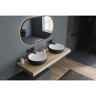 Bernstein - Aufsatzwaschbecken Nt8559 Mineralguss Rund Ø 40 Cm X 12 Cm Schwarz / Weiß Matt Mit Ablaufgarnitur Und Blende Schwarz Bernstein - Aufsatzwaschbecken Nt8559 Mineralguss Rund Ø 40 Cm X 12 Cm Schwarz / Weiß Matt Mit Ablaufgarnitur Und Blende Schwarz