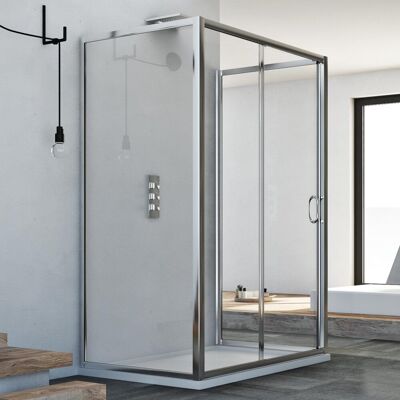 IDRALITE Duschkabine 3-seitig Klarglas H 185 Mod. Replay Trio 1 Tür 70x110x70 Cm IDRALITE Duschkabine 3-seitig Klarglas H 185 Mod. Replay Trio 1 Tür 70x110x70 Cm