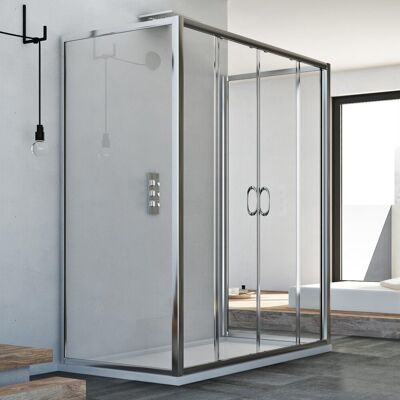 IDRALITE Duschkabine 3-seitig Klarglas H 185 Mod. Replay Trio 2 Türen 90x120x90 Cm IDRALITE Duschkabine 3-seitig Klarglas H 185 Mod. Replay Trio 2 Türen 90x120x90 Cm