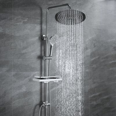 JOHO Edelstahl Duschsäule Komplettset - Regenduschsystem, Ablage & Handbrause JOHO Edelstahl Duschsäule Komplettset - Regenduschsystem, Ablage & Handbrause