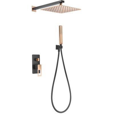 Imex Einbau-duscharmatur Suecia Matt Schwarzer Messingkörper Mit Glänzenden Rosegold-akzenten Edelstahl Duschkopf 25x25 Cm Extraflach 2-wege-mischventil Pvc Schlauch Und Wandhalterung – Modell Ime Imex Einbau-duscharmatur Suecia Matt Schwarzer Messingkörper Mit Glänzenden Rosegold-akzenten Edelstahl Duschkopf 25x25 Cm Extraflach 2-wege-mischventil Pvc Schlauch Und Wandhalterung – Modell Ime