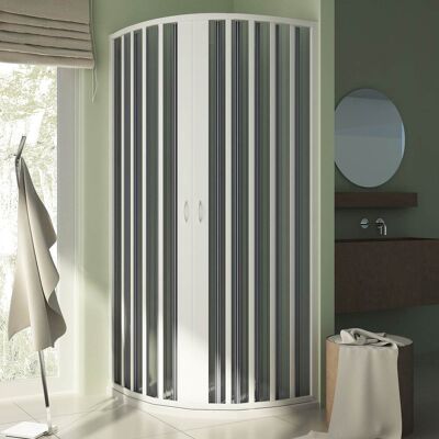 FORTE Rund-duschkabine In Pvc Faltduschkabine H 185 Mod. Sharp Zentral 75x75 Cm Radius 55 FORTE Rund-duschkabine In Pvc Faltduschkabine H 185 Mod. Sharp Zentral 75x75 Cm Radius 55