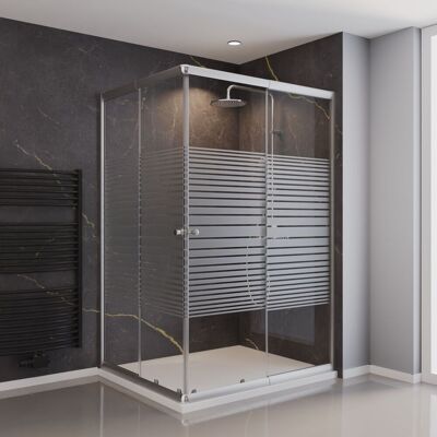 Schulte Duschkabine Corner Eckeinstieg, 120x100 Cm - Mit Schiebetüren, 4mm Esg Sicherheitsglas, Dekor Querstreifen, Silberfarben Schulte Duschkabine Corner Eckeinstieg, 120x100 Cm - Mit Schiebetüren, 4mm Esg Sicherheitsglas, Dekor Querstreifen, Silberfarben