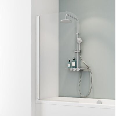 Schulte - Badewannenaufsatz 1-teilig Schwenkbar - Breite: 80 Cm, Höhe: 140 Cm, Glas: 5 Mm Sicherheitsglas Klar Hell, Profil: Alpin Weiß Schulte - Badewannenaufsatz 1-teilig Schwenkbar - Breite: 80 Cm, Höhe: 140 Cm, Glas: 5 Mm Sicherheitsglas Klar Hell, Profil: Alpin Weiß