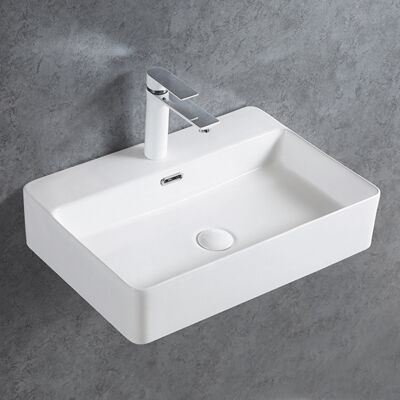 Bernstein Keramik Wand- oder Aufsatzwaschbecken - Weiß Glänzend, 50x42x12,5cm - Klassisches Design Bernstein Keramik Wand- oder Aufsatzwaschbecken - Weiß Glänzend, 50x42x12,5cm - Klassisches Design