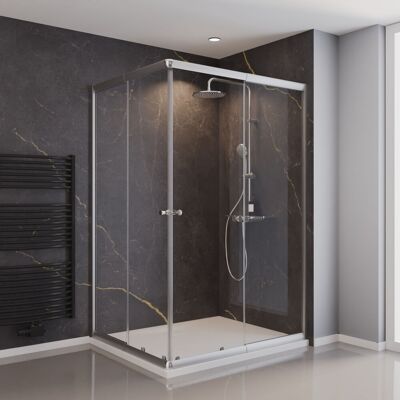 Schulte Duschkabine Corner Eckeinstieg, 80x120 Cm - Mit Schiebetüren, 4mm Esg Sicherheitsglas, Klarhell, Silberfarben Schulte Duschkabine Corner Eckeinstieg, 80x120 Cm - Mit Schiebetüren, 4mm Esg Sicherheitsglas, Klarhell, Silberfarben