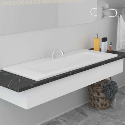 vidaXL Eingebautes Waschbecken - 101x39,5x18,5 cm Keramik Weiß - Waschbecken vidaXL Eingebautes Waschbecken - 101x39,5x18,5 cm Keramik Weiß - Waschbecken