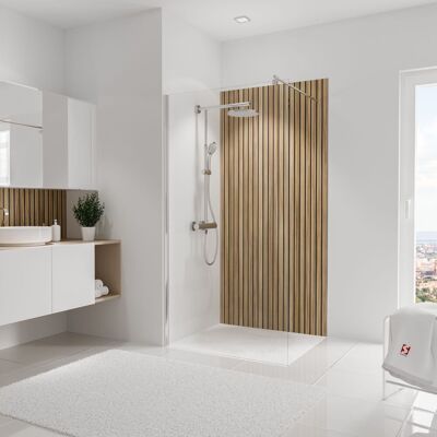 Decodesign Duschrückwand Dekor Japandi, Vertikal, 3 Mm Aluminium-verbundplatte, Wandverkleidung Als Fugenfreier Fliesenersatz, Größe: 100 X 210 Cm - Schulte Decodesign Duschrückwand Dekor Japandi, Vertikal, 3 Mm Aluminium-verbundplatte, Wandverkleidung Als Fugenfreier Fliesenersatz, Größe: 100 X 210 Cm - Schulte