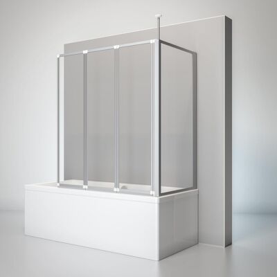 Duschwand Mit Seitenwand, 3-teilig Faltbar - Breite: 129 Cm, Höhe: 140 Cm, Glas: 3 Mm Sicherheitsglas Klar Hell, Profil: Alu Natur, Geeignet Für Wannentiefe: 72-75 Cm - Schulte Duschwand Mit Seitenwand, 3-teilig Faltbar - Breite: 129 Cm, Höhe: 140 Cm, Glas: 3 Mm Sicherheitsglas Klar Hell, Profil: Alu Natur, Geeignet Für Wannentiefe: 72-75 Cm - Schulte