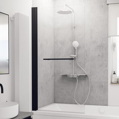 Badewannenaufsatz 1-teilig, Mit Heb-senk-mechanismus - Breite: 80 Cm, Höhe: 150 Cm, Glas: 5 Mm Sicherheitsglas Klar Hell, Profil: Matt Schwarz - Schulte Badewannenaufsatz 1-teilig, Mit Heb-senk-mechanismus - Breite: 80 Cm, Höhe: 150 Cm, Glas: 5 Mm Sicherheitsglas Klar Hell, Profil: Matt Schwarz - Schulte