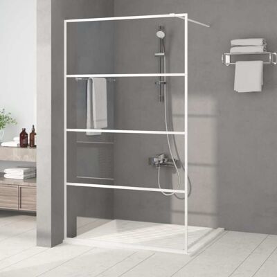 vidaXL Walk-in Dusche Wand Weiß 115x195 cm Klar ESG Glas - Duschwand vidaXL Walk-in Dusche Wand Weiß 115x195 cm Klar ESG Glas - Duschwand